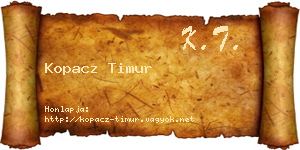 Kopacz Timur névjegykártya